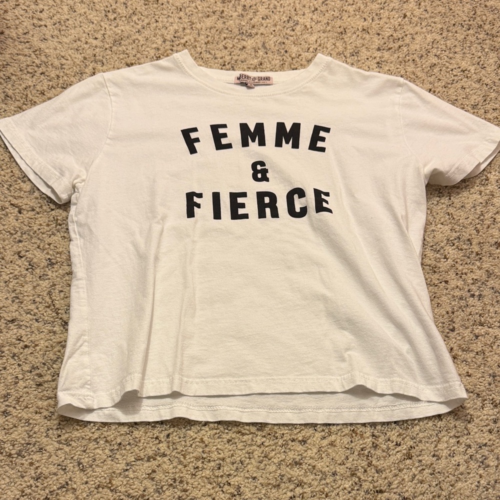 Mulberry White 'Femme & Fierce' Graphic Short Sleeve Tee